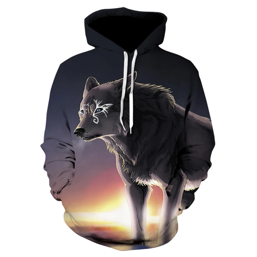 5XL волк толстовки мужские пальто крутые 3d принт мужские толстовки Модный пуловер 3D толстовки с капюшоном уличная одежда с карманом