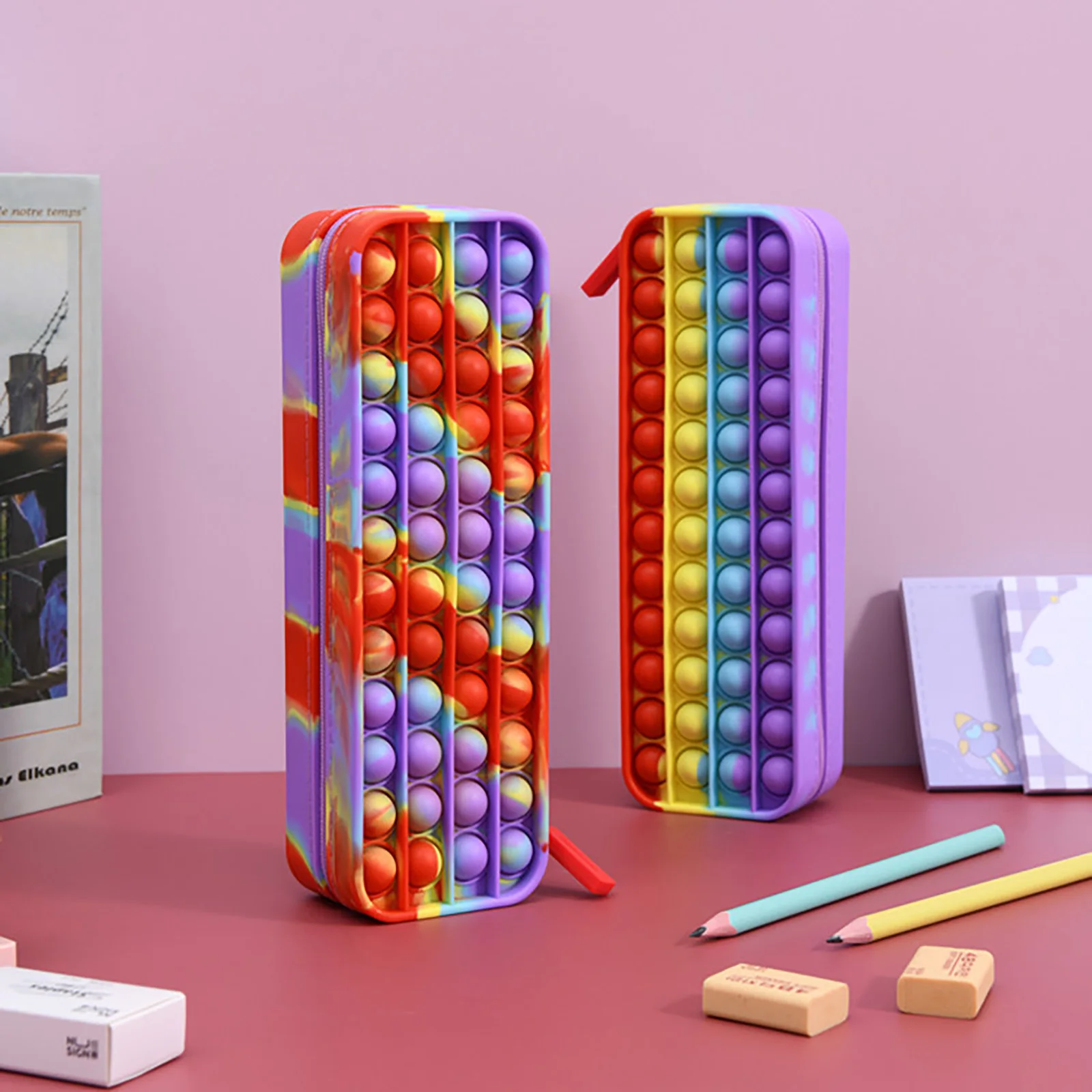 

Kawaii Silicone Wallet Bags Push Its Bubble Fidget Toys Pencil Case Simpl Dimmer Antistress Toy Soft Press Figet Toys Bag