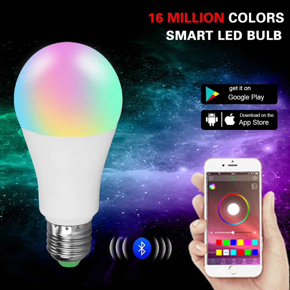 20 режимов затемнения E27 RGB светодиодный смарт-лампа Вт Bluetooth волшебная лампа RGBWW