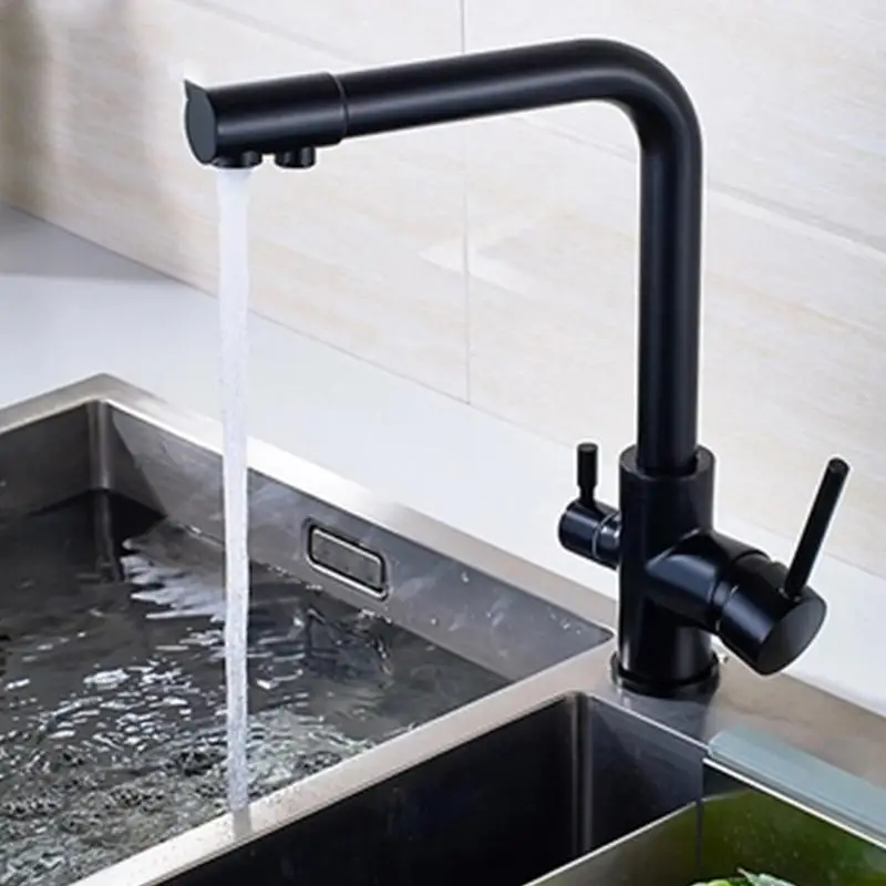 Фильтр кухонный кран на палубе установлен черный смеситель вращается 360 градусов