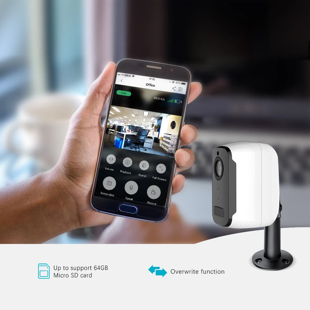 Беспроволочная батарея WiFi камера 1080P 2MP HD наружная крытая IP Беспроводная камера с питанием от аккумулятора PIR