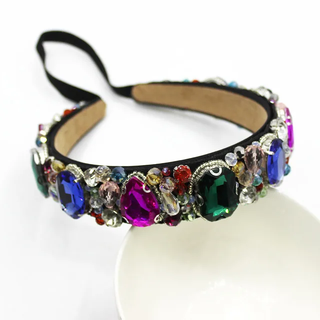 Повязка на голову с кристаллами свадебная корона роскошная ярко-красная повязка