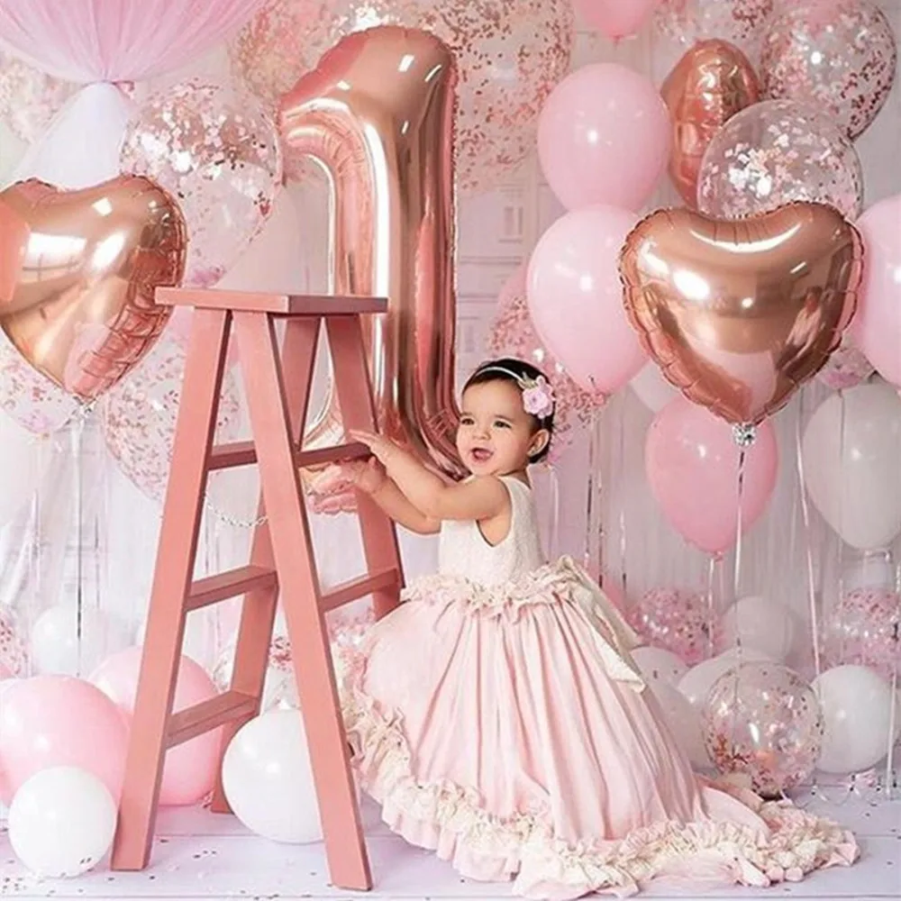 1 летнего мальчика Девочка День рождения воздушные шары Baby Shower шар 40 дюймов