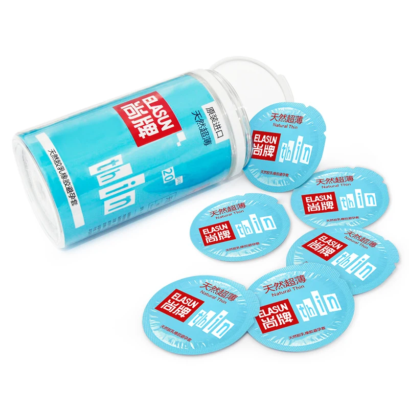 ELASUN 20 шт натуральный супер тонкий смазочный Тип презервативы в бутылках Латекс