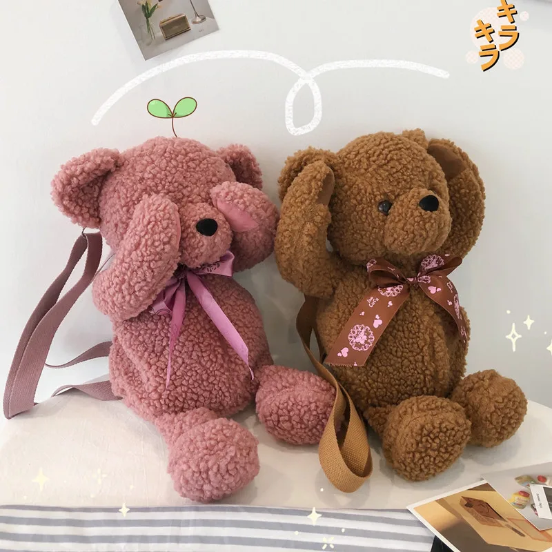 

1Pcs Cute Plush Bear Backpack Kawaii Bear Backpack Stuffed Teedy Bear Toy Children School Bag Gift Kids Toy for Little Girls Bag