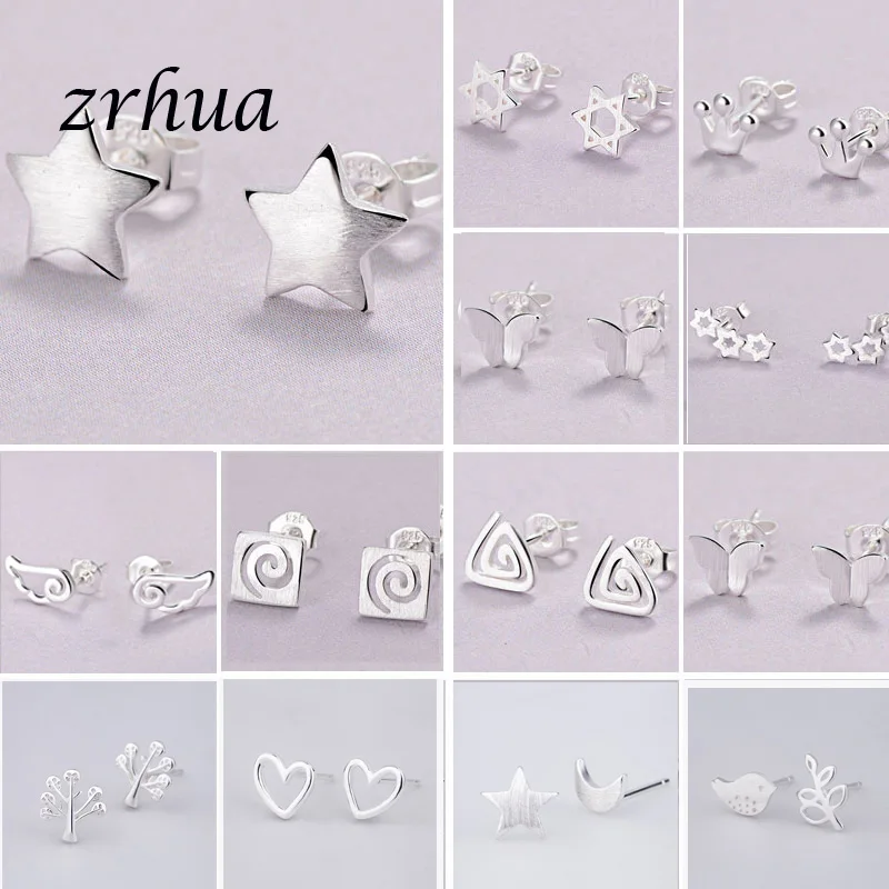 

Newest Silver Color Needle Women's Jewelry Fashion Cute Chic Stud Earrings for School Girls Kids Lady Birthday Gifts S925 Stamp
