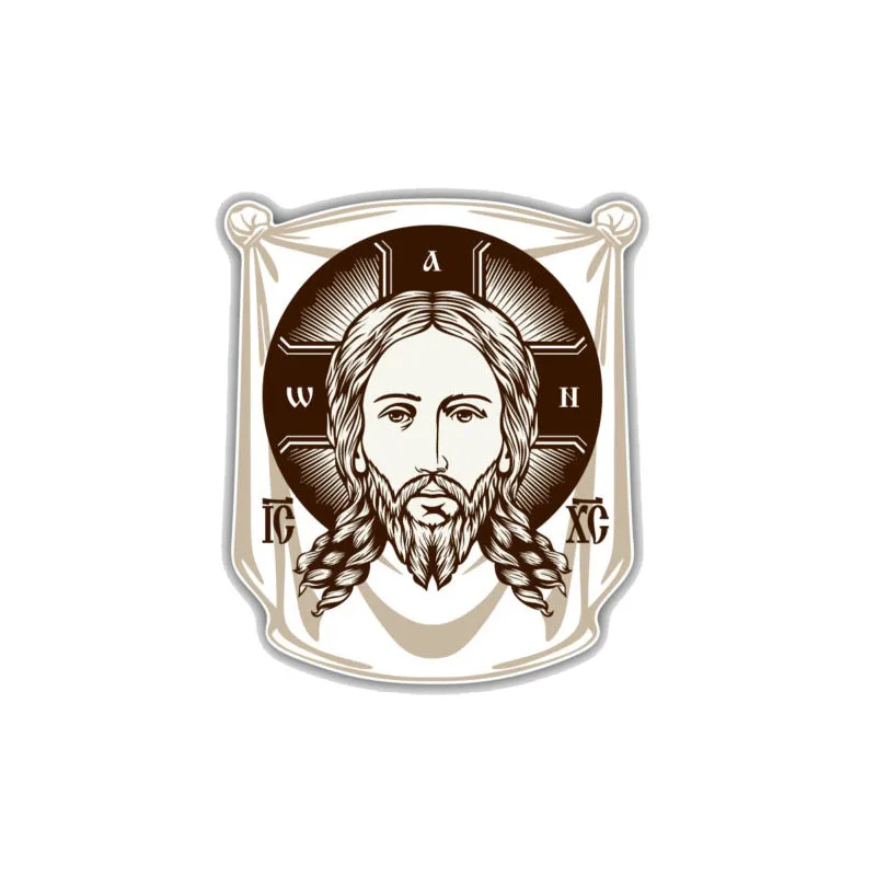 

Face of Jesus Orthodox Church Icon Religion PVC Decoration Car Sticker Waterproof and Scratch Resistan 15cm*13cm