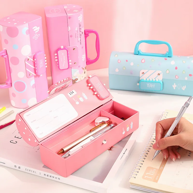 Чехол карандаш с паролем 3 слойный kawaii lapiz unicornio estuche piorner школьные принадлежности