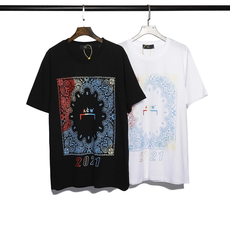 

New High Quality Acw Cold Wall 21ss Cashew Flower Totem Men's And Women's Short Sleeve Acw T-Shirt Black White