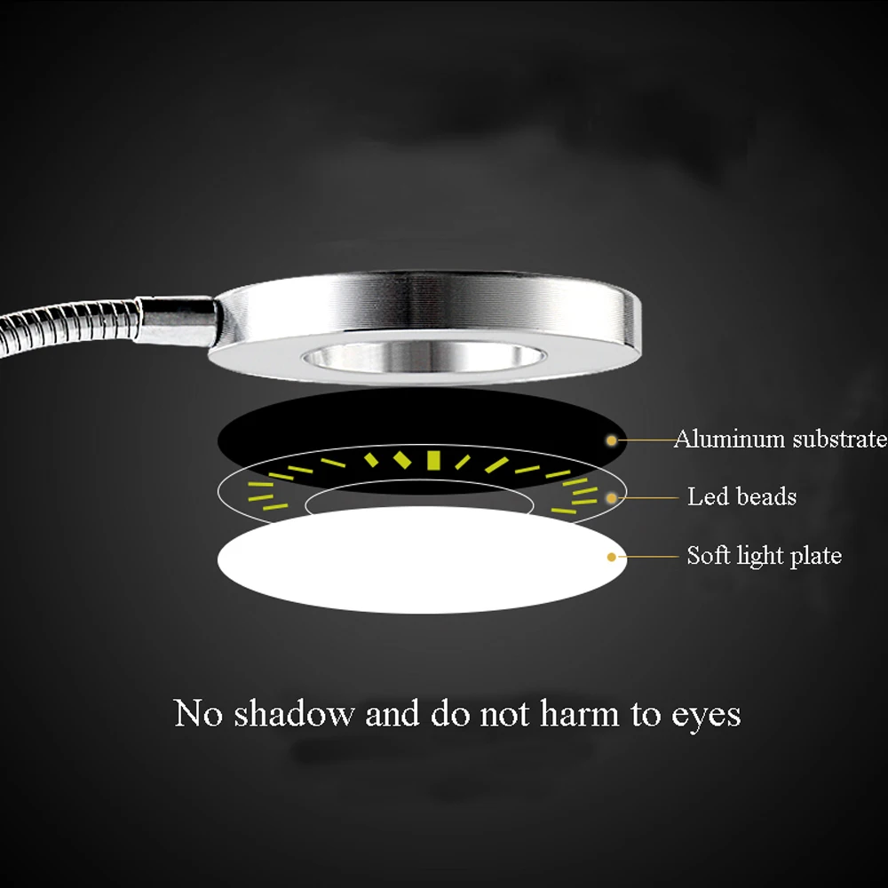 Clip-on Desk Lamp USB Table Eye Protection LED Light Bendable Flexible Reading for Nail Art Tattoo Makeup | Электроника