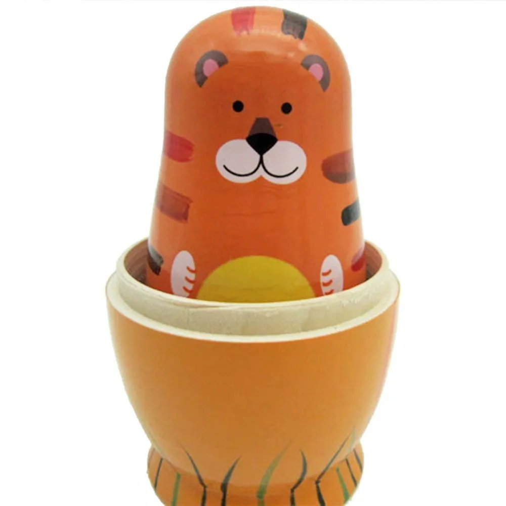 

Five Nesting Dolls Russian Wooden Cartoon Animals Pattern Doll Gift