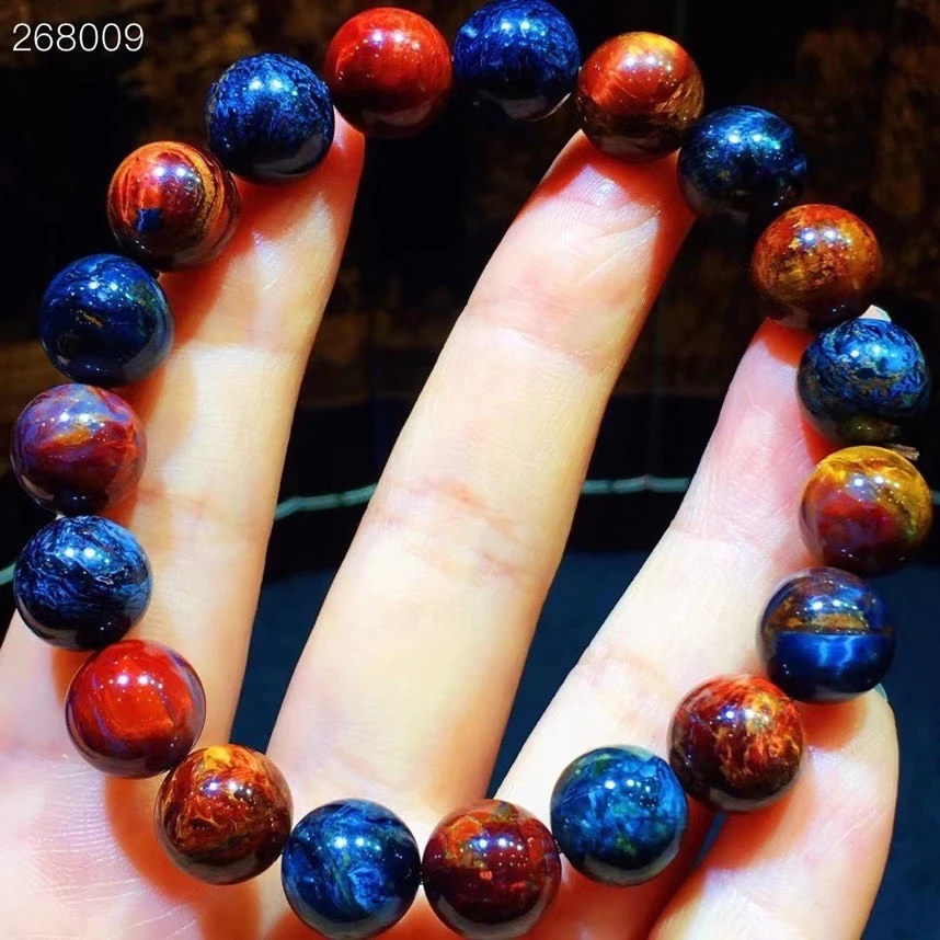 

Genuine Natural Blue Red Pietersite Gemstone Round Beads Bracelet 10.5mm Cat Eye Stretch Pietersite Bangle Namibia AAAAAA