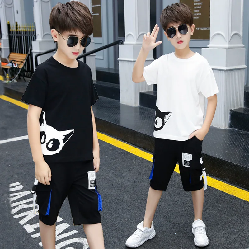 

Summer Children Tracksuit for Boys Clothes Teenager T-shirt + Shorts Pants Sets Outfit Kids Toddler Clothing 4 5 8 9 10 12 Year