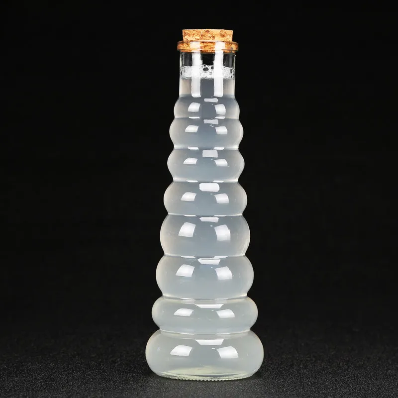 

400ml Tower Cork Juice Bottle Beverage Lead-free Glass Bottle Lemon Juice Cup Eight Bottle Jug Art Glassware Cocktail Bottle