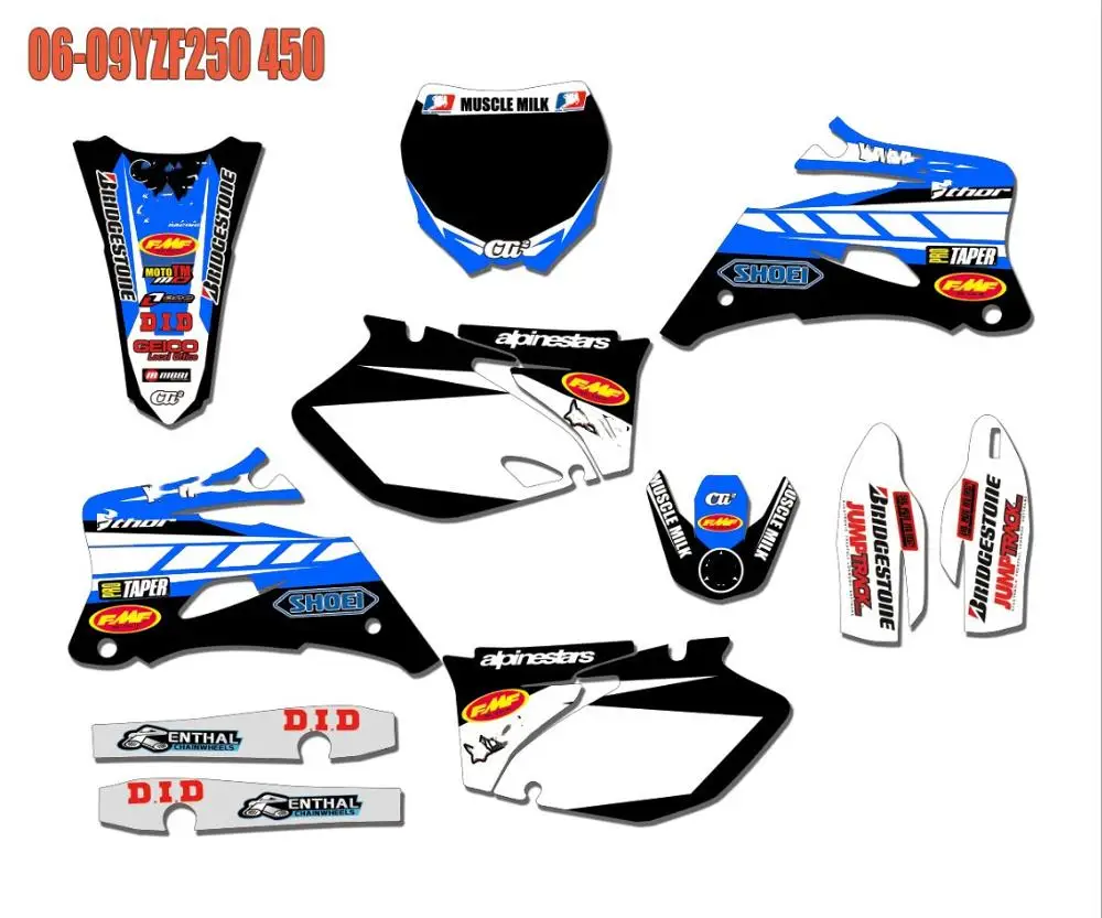 Бесплатные Индивидуальные графика фоны наклейки 3m для Yamaha YZF 250 YZF450 YZ250F YZ450F 2009 2007