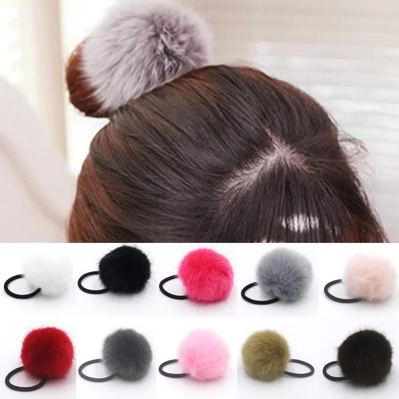 

1PC Cute Pompom Hair Ties Elastic Hair Band for Kids Rubber Bands Pompone balls Ponytail Holders Hair Ropes Hair Accessories