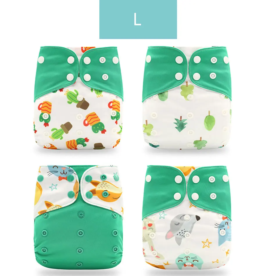 L only diaper Happyflute 4 шт./компл. моющиеся экологически чистые тканевые подгузники; регулируемый пеленки Многоразовые подгузники из ткани подходит 0-2years, на Возраст 3-15 кг для малышей - Цвет: L only diaper