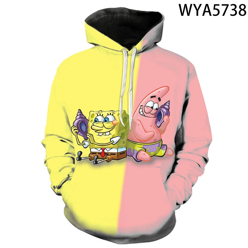 

Spring And Autumn New Boys and Girls Hoodies 3d Printing Yellow Sponge Children's Cartoon Anime Sweatshirt Coat