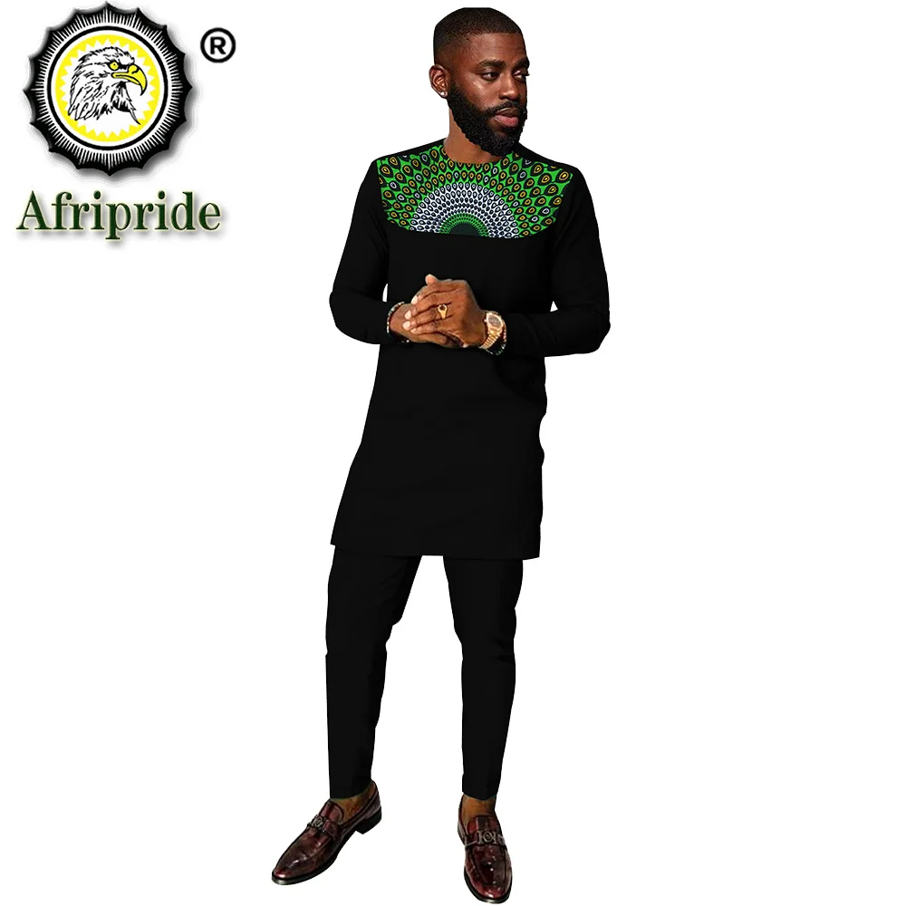 African Dashiki Print Top Pant Set 2 Pieces Outfit Set traditional Clothes Streetwear African Suit Men Africa Clothing S2016033