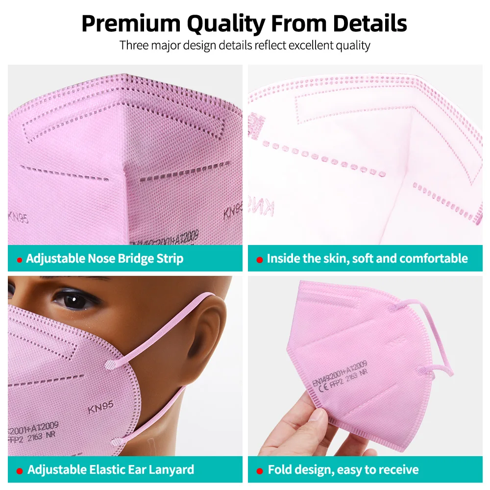 5 100 шт. FFP2 маска KN95 mascarillas ffp2mask kn95mask Европейским сертификатом соответствия