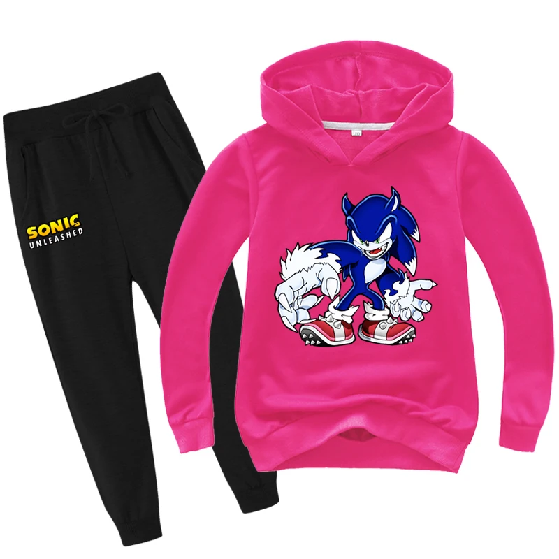

Spring new style Hooded Active boys girl clothes Cartoon printing children's clothing set 5081