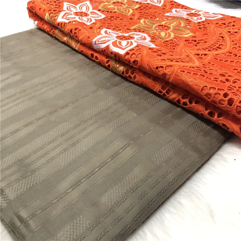 Африканская ткань атику для мужчин Ткань 100% хлопок вышивка швейцарская вуаль