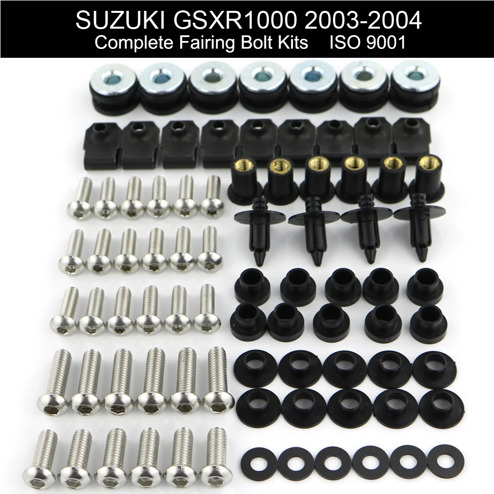 

Fit For Suzuki GSX-R1000 GSXR1000 2003 2004 Motorcycle Complete Full Fairing Bolts Kit Speed Nuts Fairing Clips Stainless Steel