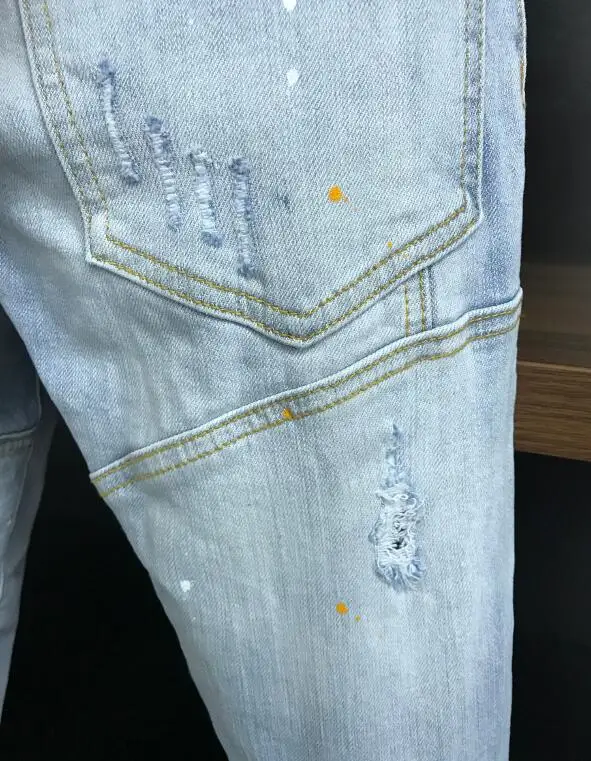 Classic Authentic Dsquared2 Men's Tube Jeans Casual Motorcycle Party Pant Streetwear 2021