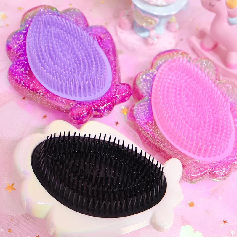 

Ins Cute girl heart net red shell comb children massage portable air cushion hair comb
