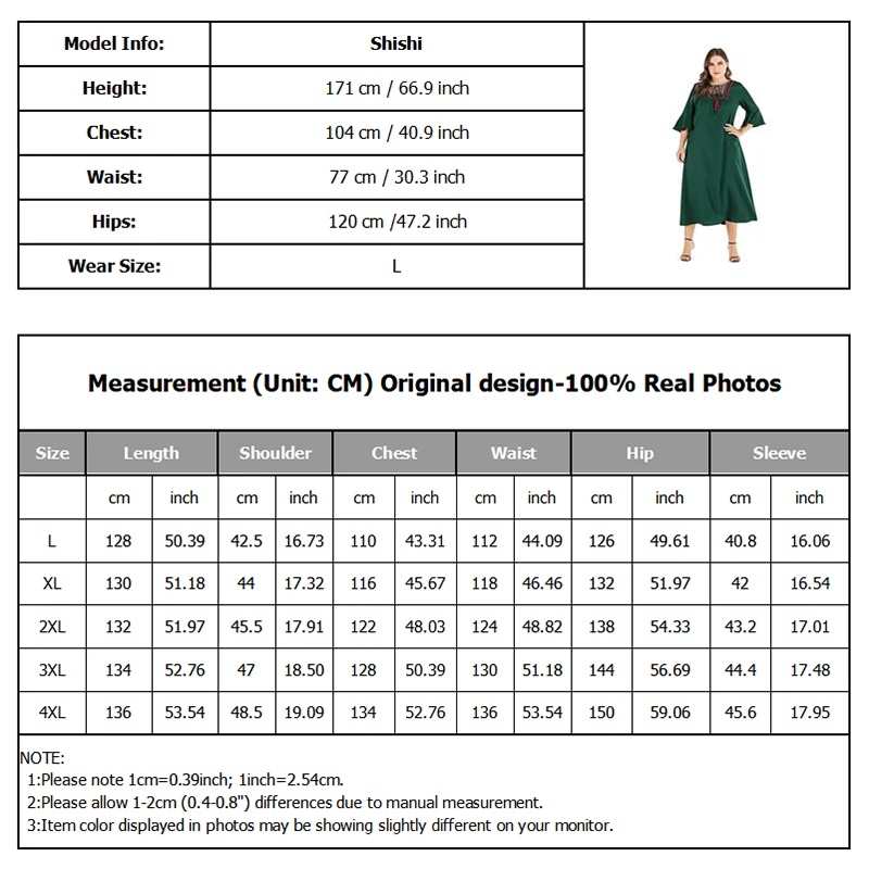 Женское этническое платье с вышивкой элегантное зеленое трапеция размера плюс