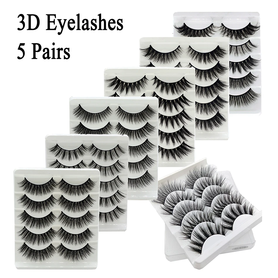 5 пар 3D Искусственные норковые ресницы натуральные ручные объем мягкие