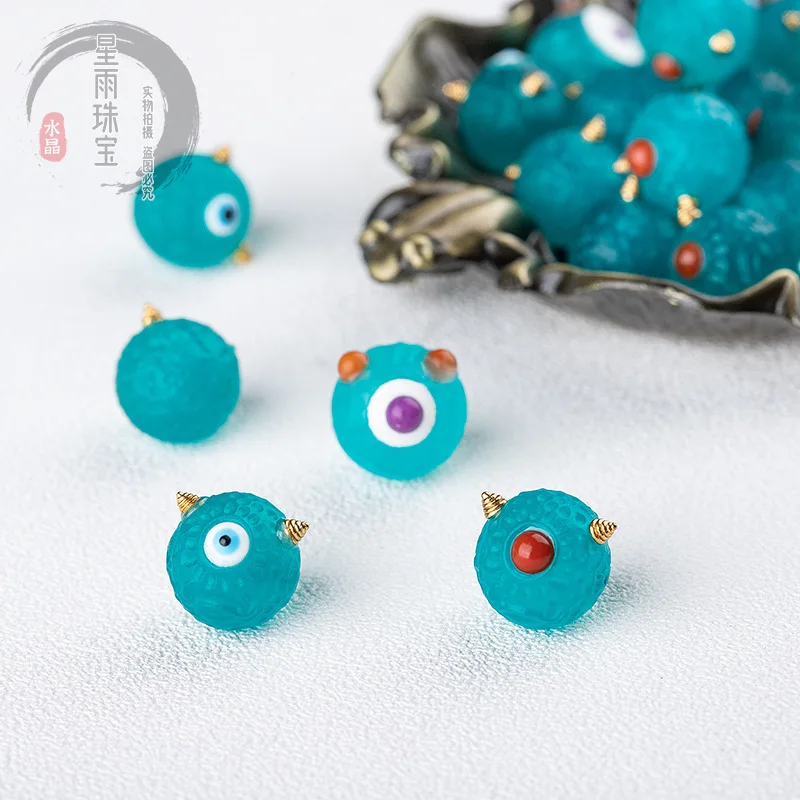 

2PCS Cute natural Amazonite monster-shaped beads Charm handmade animal-shaped loose beads accessories for DIY jewelry making
