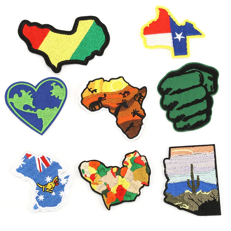 Flag Map Patch Iron on Patches for Clothing Heat Transfer Stripe Sew Sticker Clothes Embroidered Garment DIY G | Дом и сад