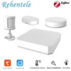 Беспроводная домашняя охранная сигнализация Tuya ZigBee с Wi-Fi, комплект с датчиком температуры и влажности для умного дома, с PIR-контактом