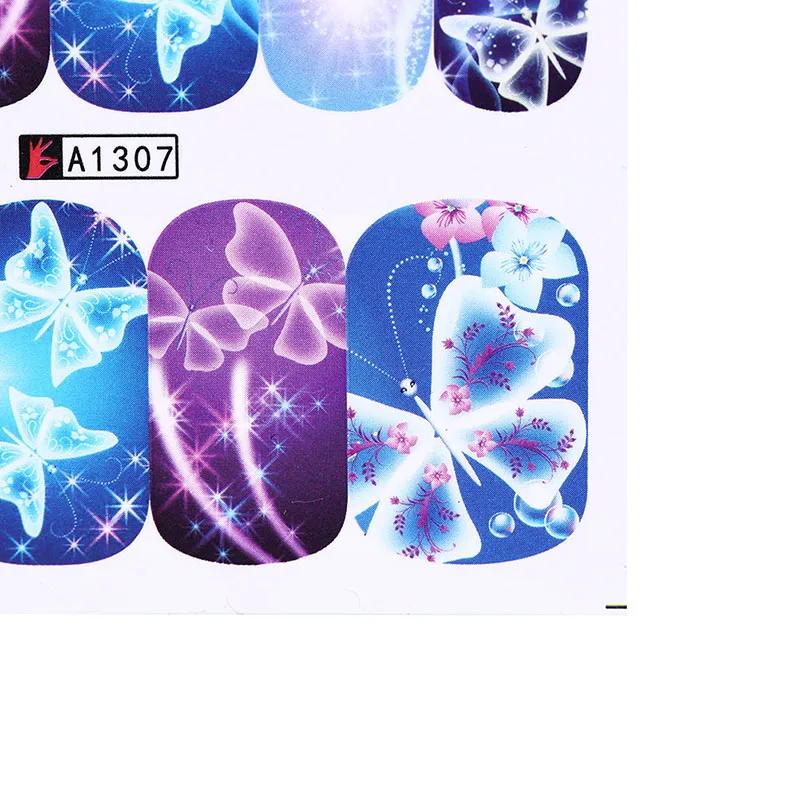 12 шт. бабочка цветок Дизайн ногтей украшения татуировки Маникюр обертывания
