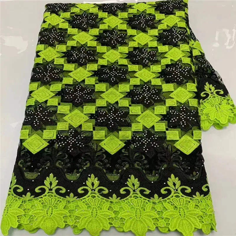 2021 NEW French Mesh Lace Fabric High Quality African Nigerian Guipure Net Embroidery Bazin Lace Fabrics 5Yards/Lot A9235