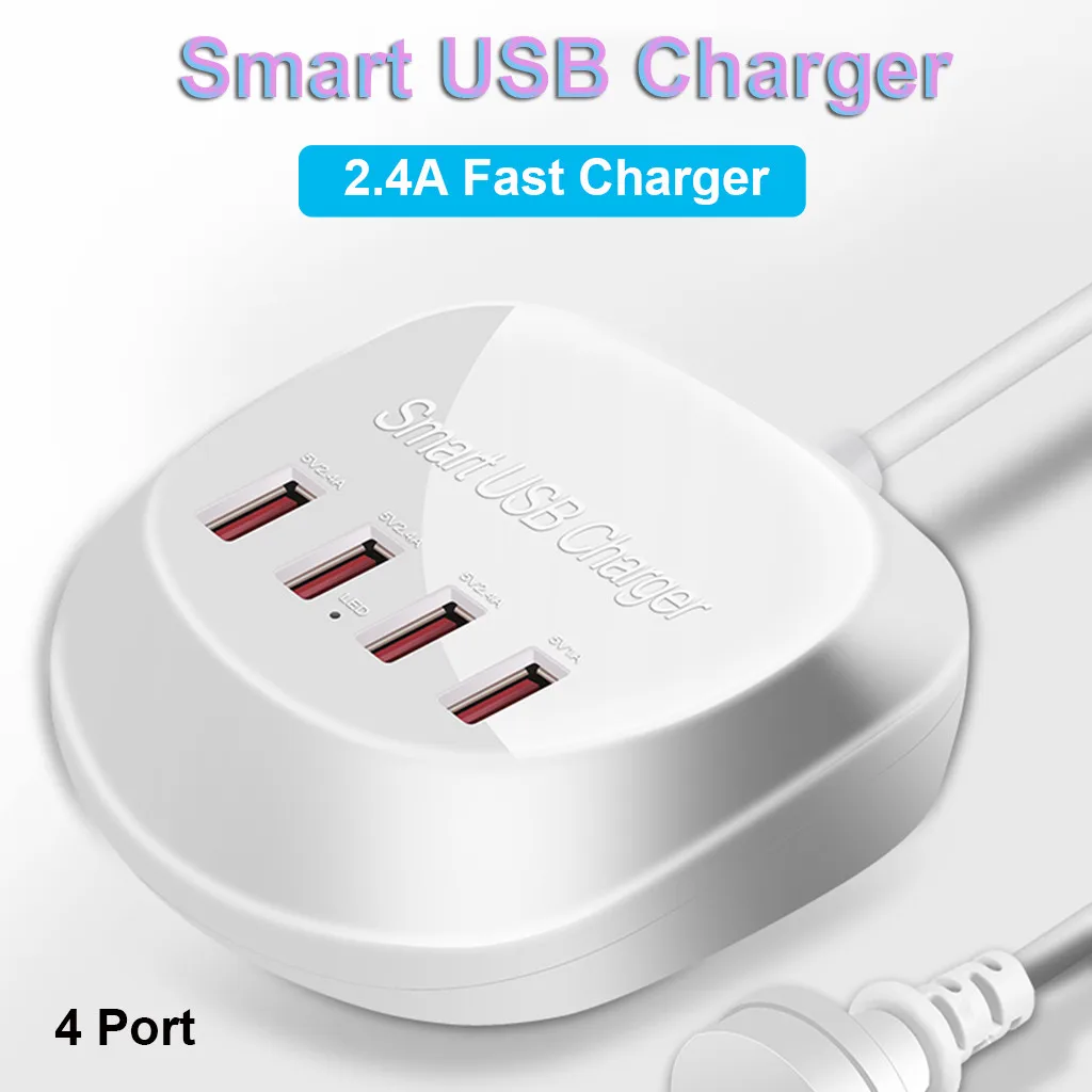 4 Порты и разъёмы 2.4A зарядное устройство с быстрой зарядкой, USB Зарядное устройство магазином розничной торговли при электрическая розетка с USB док-станция для iPhone X/8/8 Plus ЕС штепсельная вилка американского стандарта Великобритании штепсельная вилка австралийского стандарта