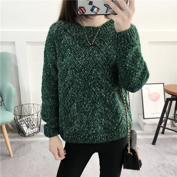 Fluffy Sweater Women Winter 2022 New Autumn Runway Female Coarse Knitted Jumper Women's Knitting Pullover | Женская одежда