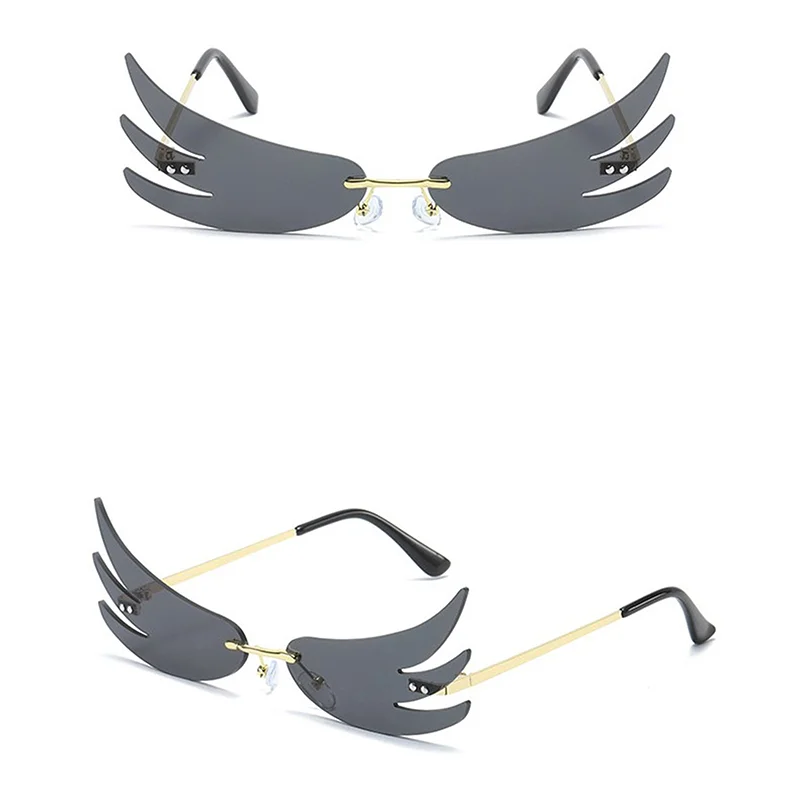 

Fashion Fire Flame Sunglasses Ladies Wave Frameless Sunglasses Retro Ladies Mirror Glasses