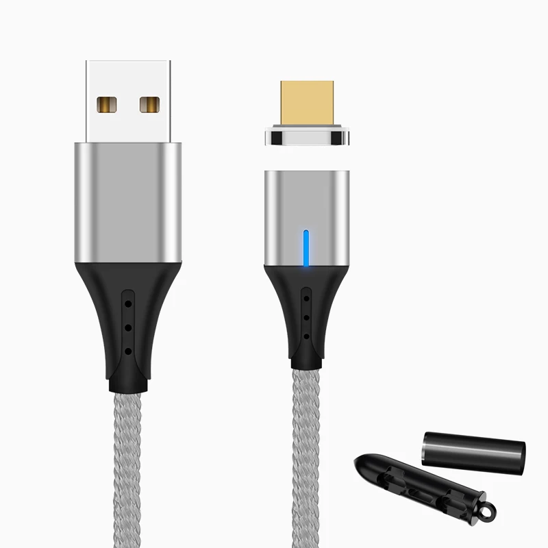 silver micro plug SUNPHG мобильного телефона 3A Магнитный кабель Зарядное устройство 2 м микро Тип usb C кабель для передачи данных для iPhone x samsung S8 S9 huawei Быстрая зарядка 3,0 - Цвет: silver micro plug