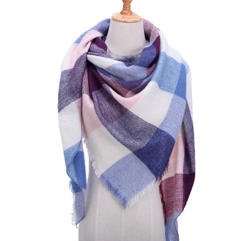 

Plaid winter women scarf cashmere scarfs for ladies shawls bandana neck warm knit Triangle Bandage foulard echarpe femme wraps