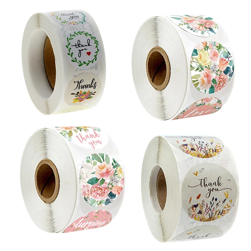 

500Pcs/roll Floral Thank You Sticker For Seal Label Scrapbooking Christmas Sticke Decoration Sticker Stationery Sticker New