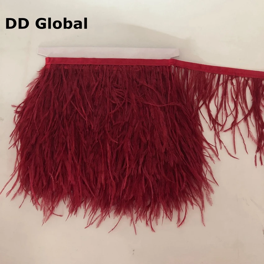 Цена 1 метр фиолетовый цвет окрашенное перо страуса отделка бахромой сшитая на