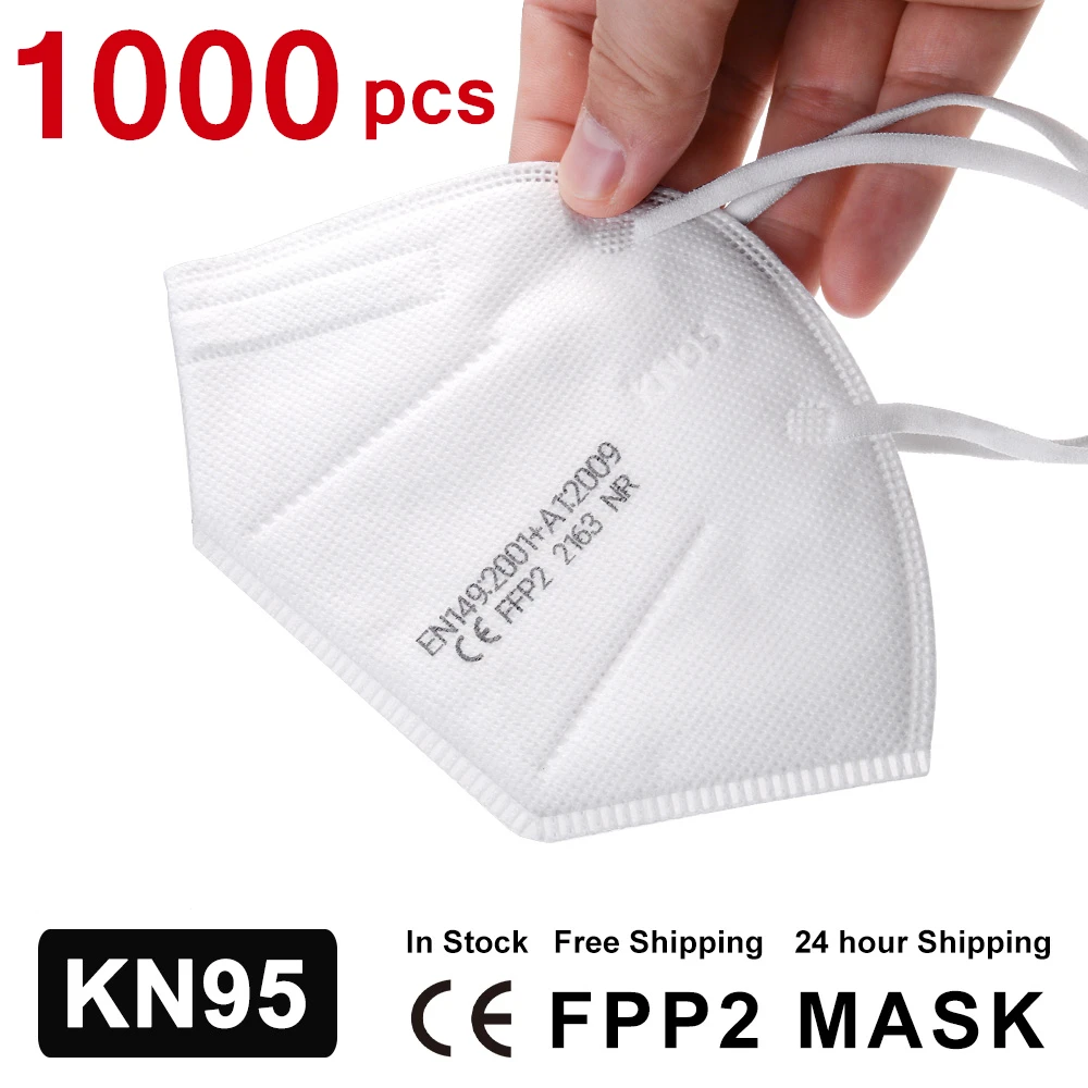 

1000PCS KN95 Respirator FFP2 Face Mask Reusable 5 Layers Protective ffp2mask KN95 Dust Mascarillas Black Pink Color Mouth Masks