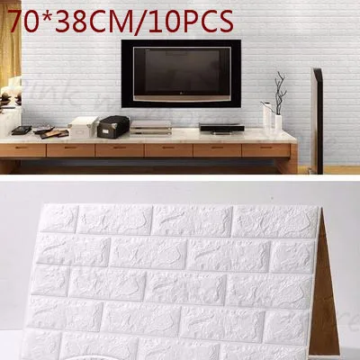 

3D Brick Wall Stickers DIY Self Foam Waterproof Decor Wall Covering Wallpaper For TV Background Kids Living Room 38*70cm