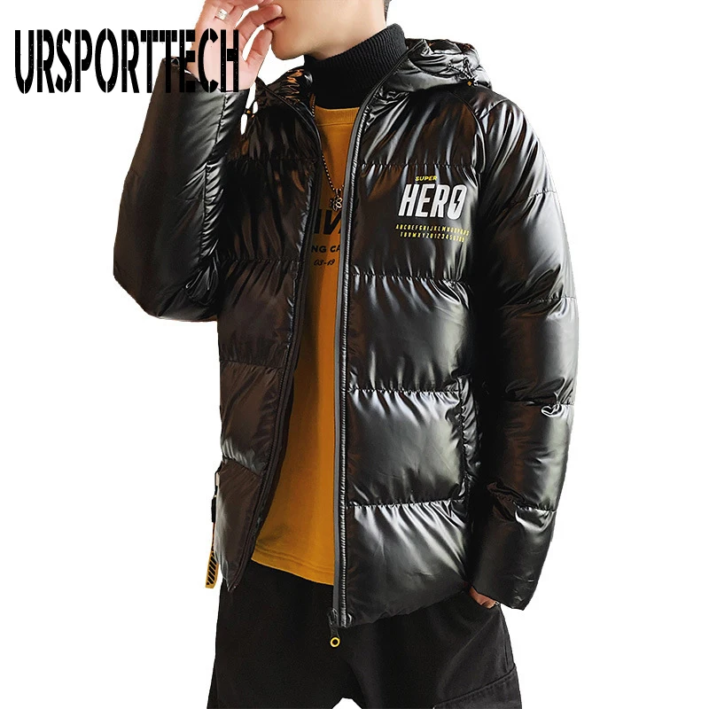 Зимняя мужская куртка Толстая теплая парка куртки серебристого цвета Яркая