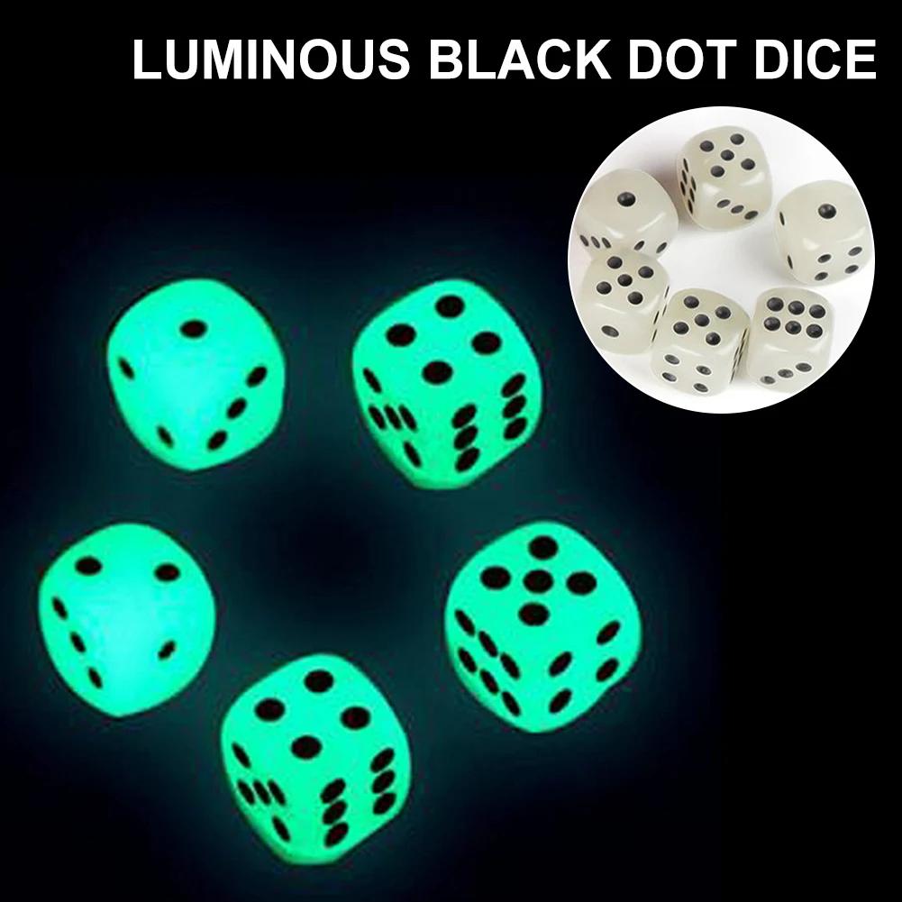 

5Pcs 14 Mm 6 Sided Noctilucent Dice Rounded Cube Night Light Luminous Dice For Bar KTV Entertainment Board Games Hot Selling