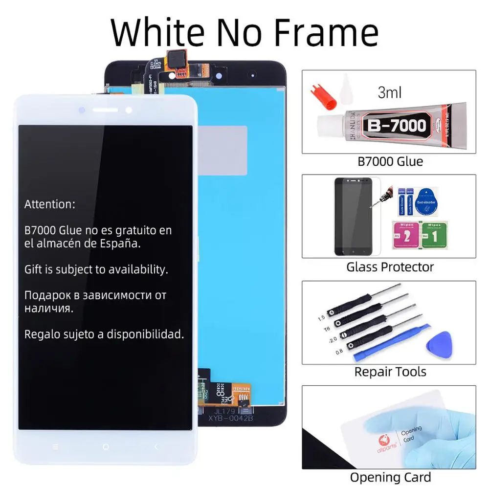 Snapdragon 625 Дисплей для Xiaomi Redmi Note 4x LCD в сборе с тачскрином на рамке 5.5'' черный белый золото - Цвет: No Frame White