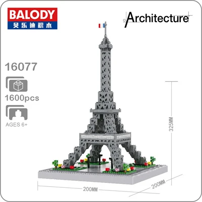 Eiffel Tower Balody architecture Congress Building Эйфелева башня белый дом Биг Бен Лувр алмазное здание маленькие блоки игрушка без коробки - Цвет: Eiffel Tower