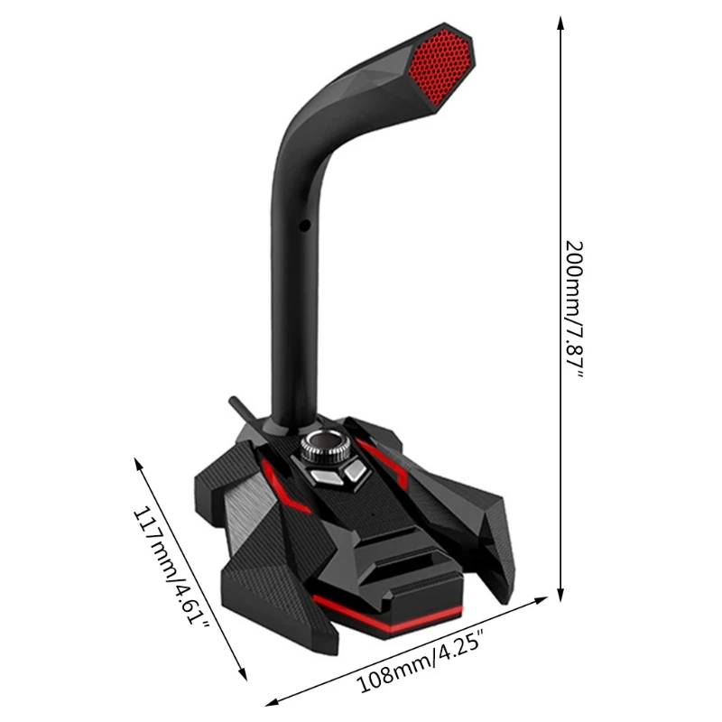 

2021 New USB Computer Microphone for Gaming Conference Vocal Recording Skype Podcast with Dual Mic LED Lights Bass Button
